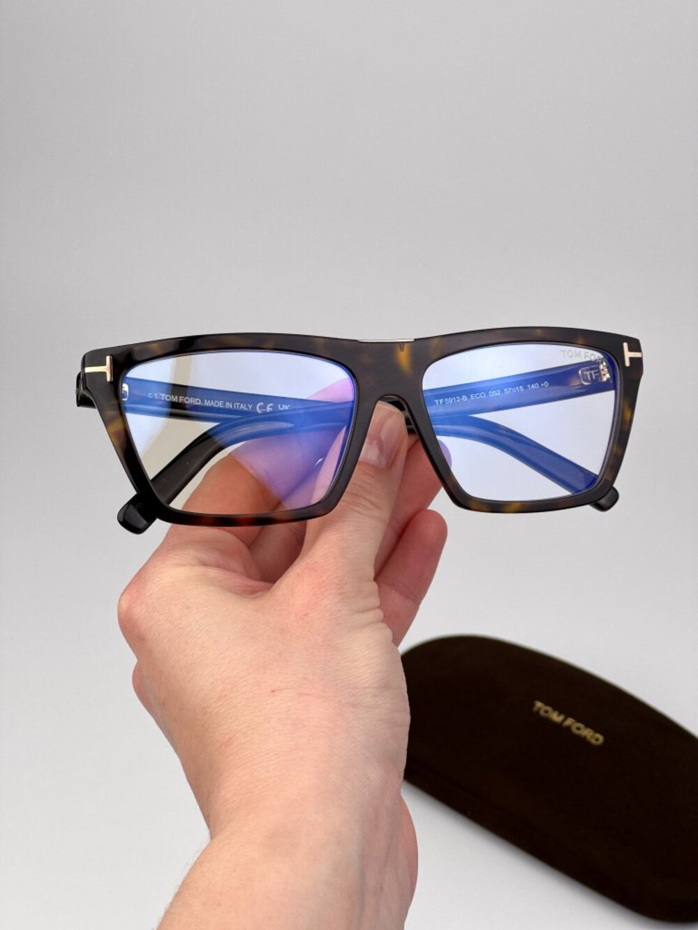 Tom Ford Women’s Eyeglasses Dark Havana Cat Eye FT5912-B 052 Blue Light Block